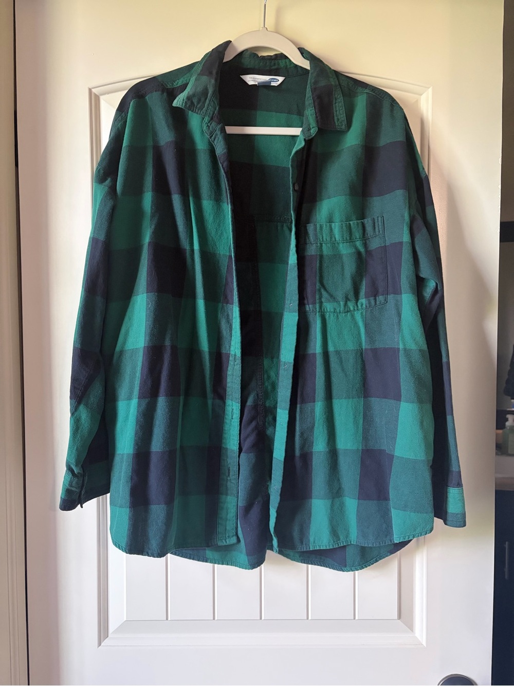 Old Navy Green & Black Buffalo Plaid “Boyfriend” Flannel Shirt
